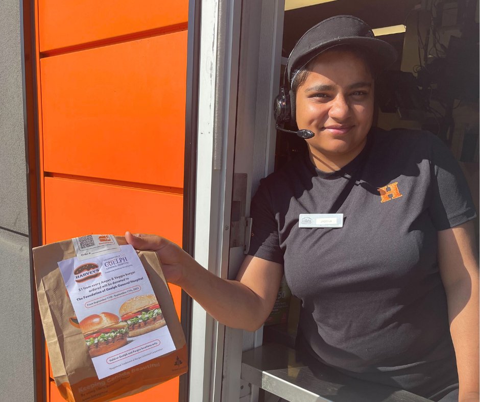 <a href="/HarveysCanada/">Harvey’s</a> Restaurants in Guelph &amp; Fergus generously donated $2,530 by contributing $1 from every Angus/Veggie Burger sold from Sept 11-17! Huge thanks to Harvey’s teams &amp; supporters of this promo. Together, we enhance patient care at GGH. 🙏 #SmallBusinessWeek #SupportLocal