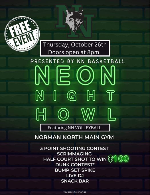 NormanNorth_GB's tweet photo. 🗣️📢Come check out the 2023-24 NNGB
📅October 26th
🕗8:00 PM

First chance to get a look at what is shaping up to be an Exciting Year⚡️⚡️

@SelehHarmon @2025Watkins @jujudiaz333 @whitney_ann11 https://t.co/tQFDuUDkRH