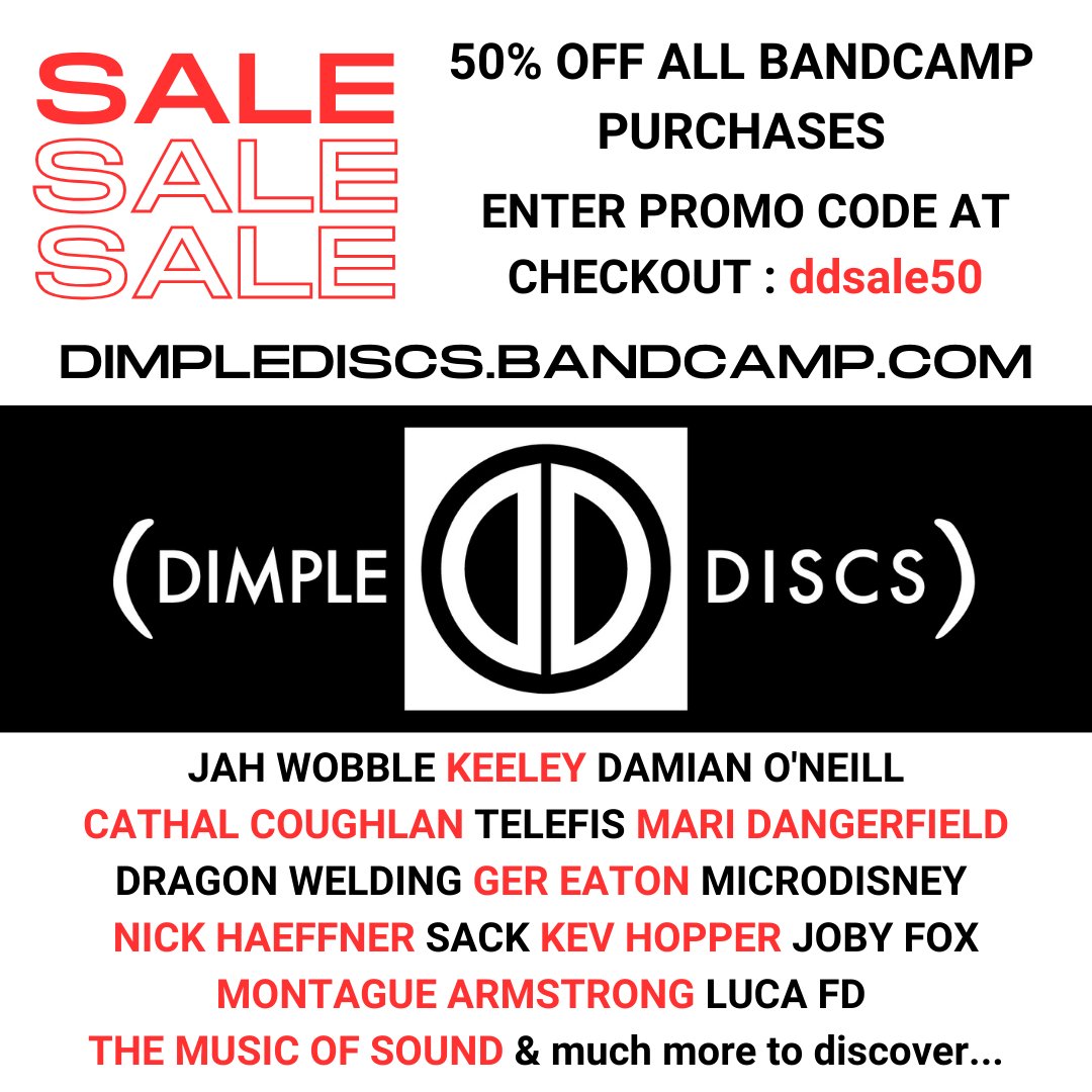 For the next week you can get 50% OFF any Dimple Discs release, either physical or digital. Come in and look around. Listen before you buy! Enter the promo code ddsale50 at check-out. Offer ends midnight Sun Oct 22. Thanks so much for your support! Go to: dimplediscs.bandcamp.com
