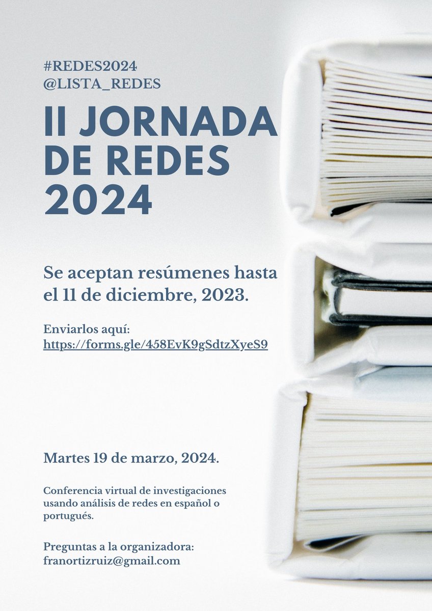 lista_redes's tweet photo. II Jornada de REDES 2024 - inscripciones aquí: https://t.co/tVrqreP3v6 #ars #sna https://t.co/AAGEIFZSqo