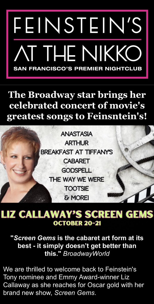 So looking forward to bringing my movie music show, “Screen Gems” to San Francisco this weekend. 
For tix: feinsteinssf.com/event-details/…