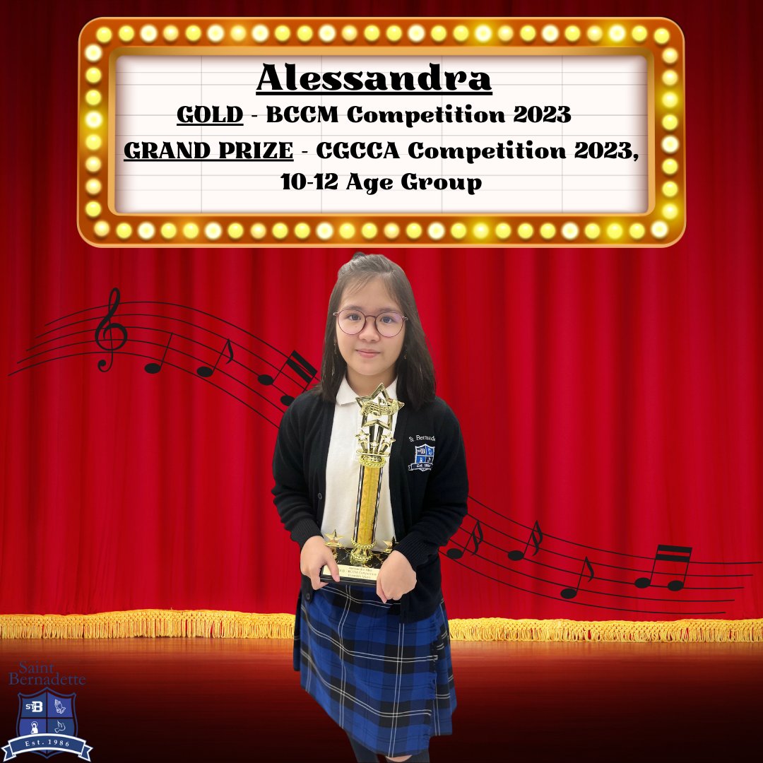 stbeeconnects's tweet image. Please join us in congratulating Alessandra on her achievements at two different singing competitions. She placed GOLD at the BCCM Festival and won the GRAND PRIZE at the CGCCA Competition for the 10-12 age group! Wow! #singingcompetion #BCCM #CGCCA #stbeestudent @mvanderpauw