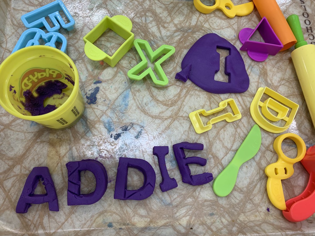 Today in Play Centers some of our classmates built each others names out of playdough. <a href="/EphesusElem/">Ephesus Elementary</a> #playdough