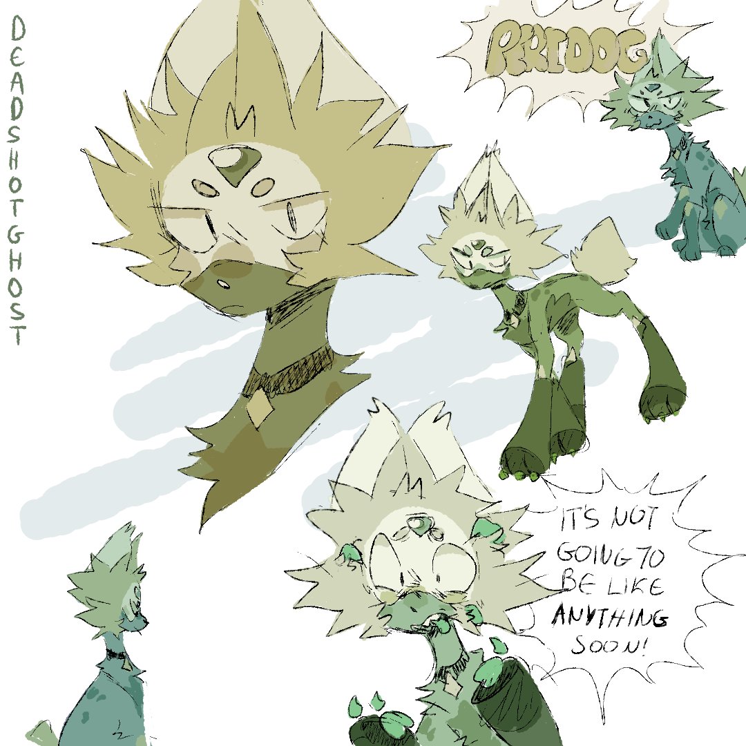 deadshotghostt's tweet photo. ive been a little unmotivated lately and all i can do when im unmotivated is draw furries, so heres a peri-dog!! (actually a hyena) (plus a lapidot request for a friend) #peridot #lapislazuli #StevenUniverse https://t.co/0Vhyi6ssTj