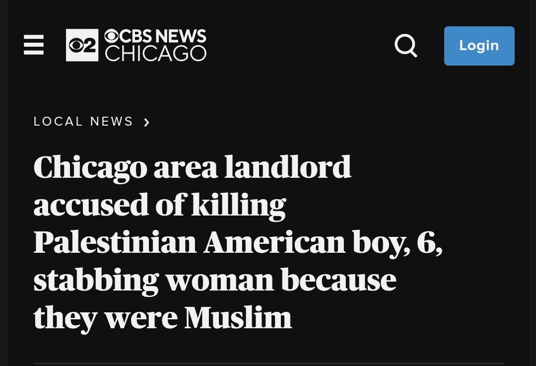 Chicago landlord Joseph Czuba stabbed 6 year old Wadea Al-Fayoume to death because the child was Muslim. Stabbed him 26 times. He's been charged with murder. Not one US media outlet is calling this crime what it is: terrorism.