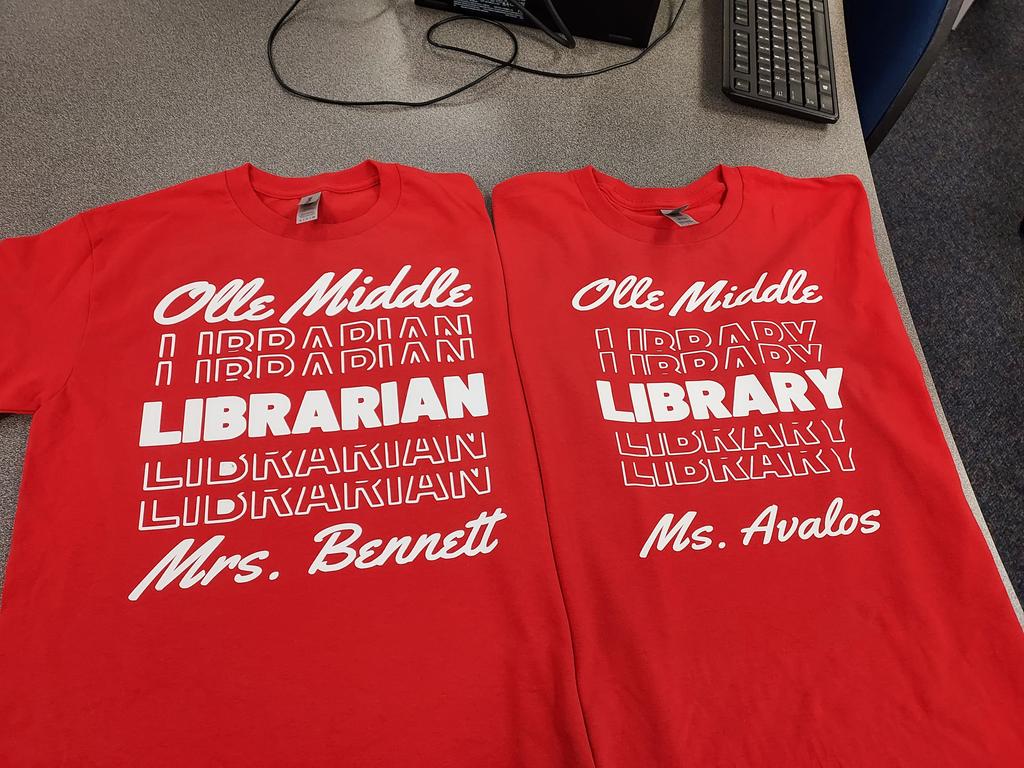 OlleLibrary's tweet image. Our library Cricut made our first shirts.  We are so excited to wear them tomorrow.  Thank you Ms. Avalos, they look amazing!  #OlleLibrary #MakerspaceFun @Alief_Libraries  @OlleMightyOwls