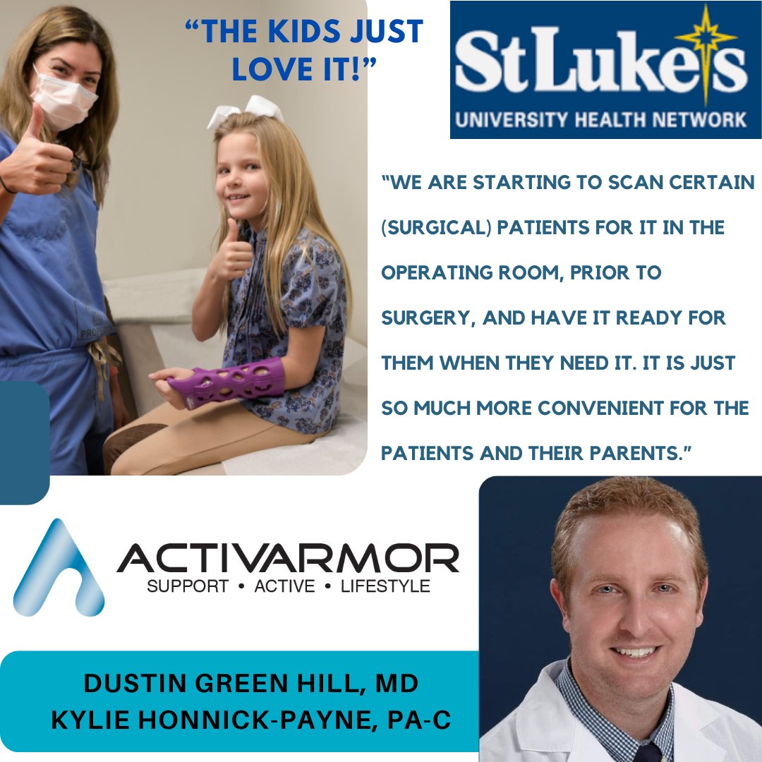 @mystlukes St Luke's University Health Network making history with ActivArmor ! We love what we do, thankyou St Lukes for becoming the 1st in the Nation! #StLukesProud

Thankyou Dustin Greenhill, MD & Kylie Honnick-Payne, PA-C

#ActivArmor #waterproofcast