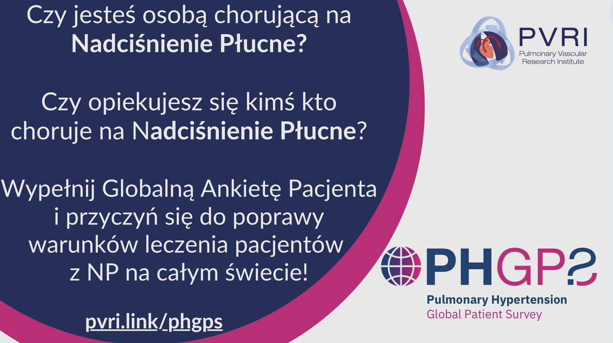 marcin_kurzyna's tweet photo. Dziś wystrartowała Globalna Ankieta Pacjenta Pacjenta z Nadciśnieniem Płucnym dostepna w 17 wersjach językowych, w tym polskiej. Zapraszam do wypełniania ankiety pacjentów z NP oraz ich opiekunów https://t.co/K2hfNhCnaq
#PHGPS https://t.co/V9iA5xfI5o