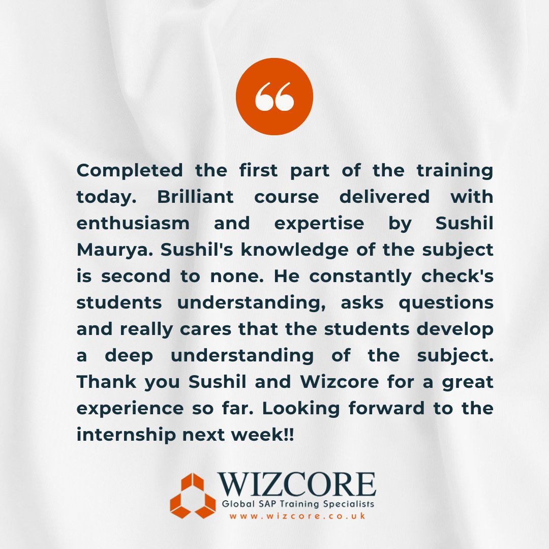 Celebrating our student's training success! Thanks for the shoutout to our fantastic instructor, Sushil Maurya. Keep shining on your journey to excellence! ✨🎓 #WizcoreSuccessStory #TrainingExcellence