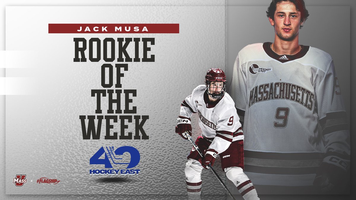 .@JackMusa19 put up 🖐️ assists last weekend against Michigan to earn his first weekly award of his career 💪 🔗: bit.ly/48YKJHB #NewMass X #Flagship🚩