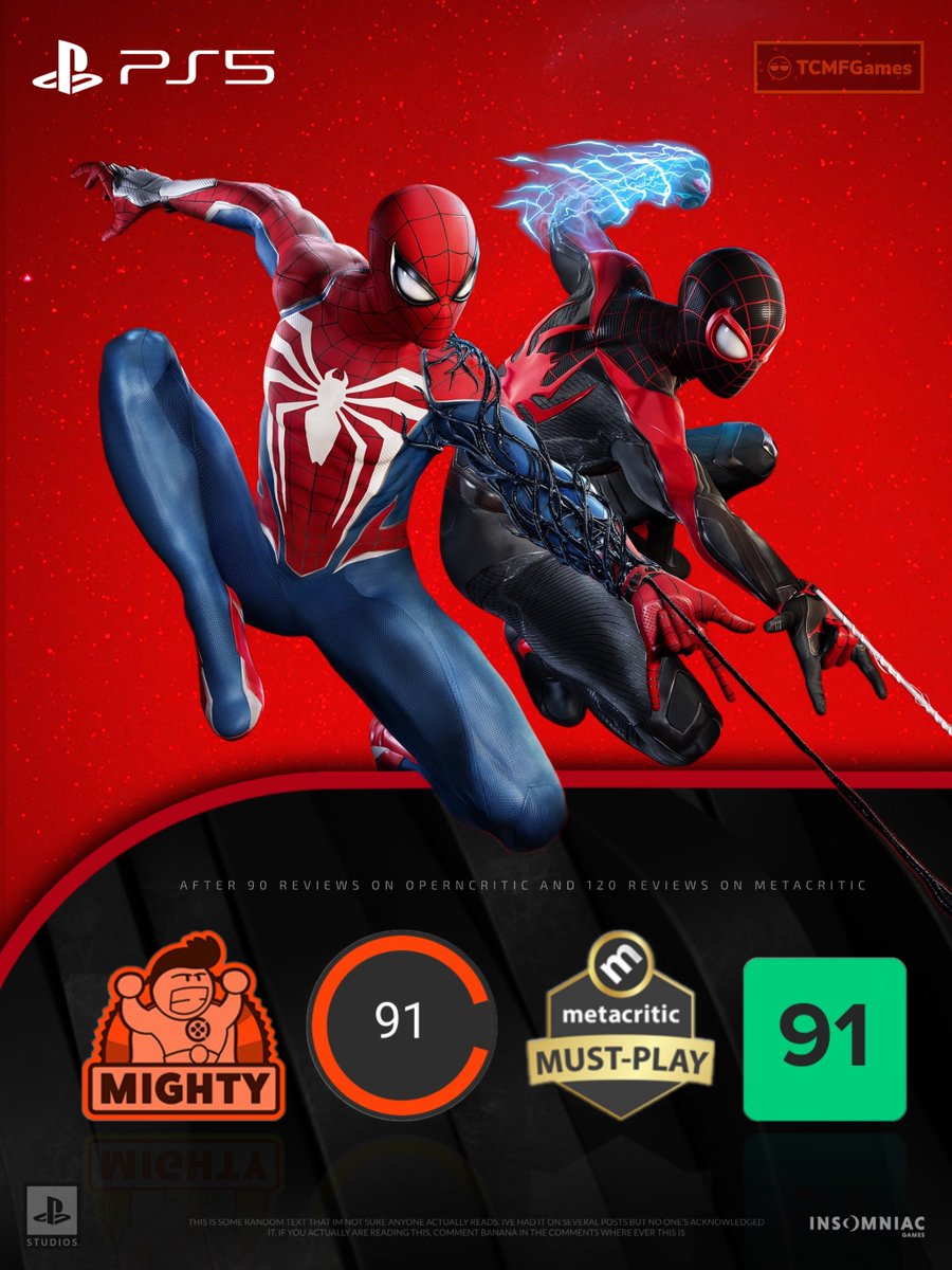 Pyo 5️⃣ on X: What's your official Metacritic prediction for Spider-Man 2  PS5? I'm going with 91! 👀🔥  / X