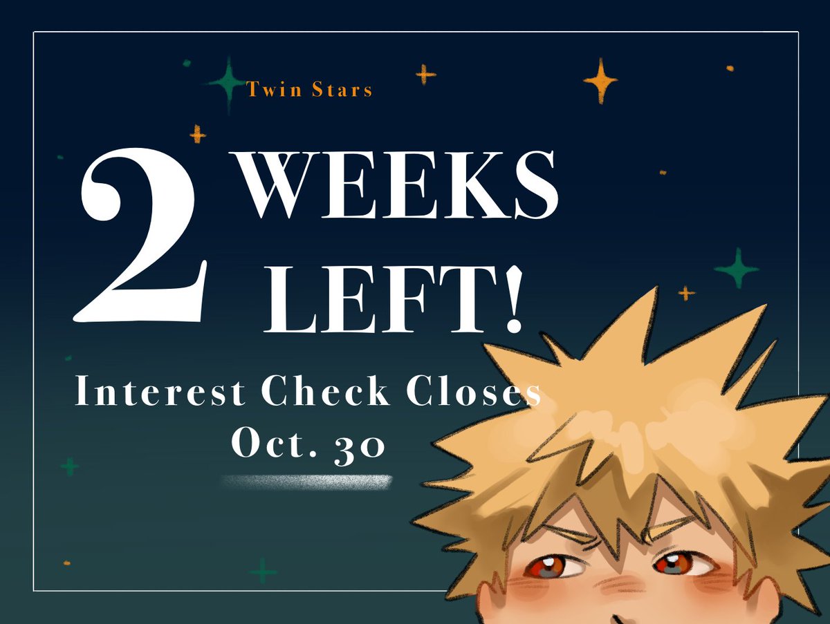Only 2 weeks remain to complete our interest check! We would love to hear what tropes and themes you would like to see within the zine! 💫❄️

📅 Closes Oct. 30th!

👉 forms.gle/t1XXVvATGv9fpC…