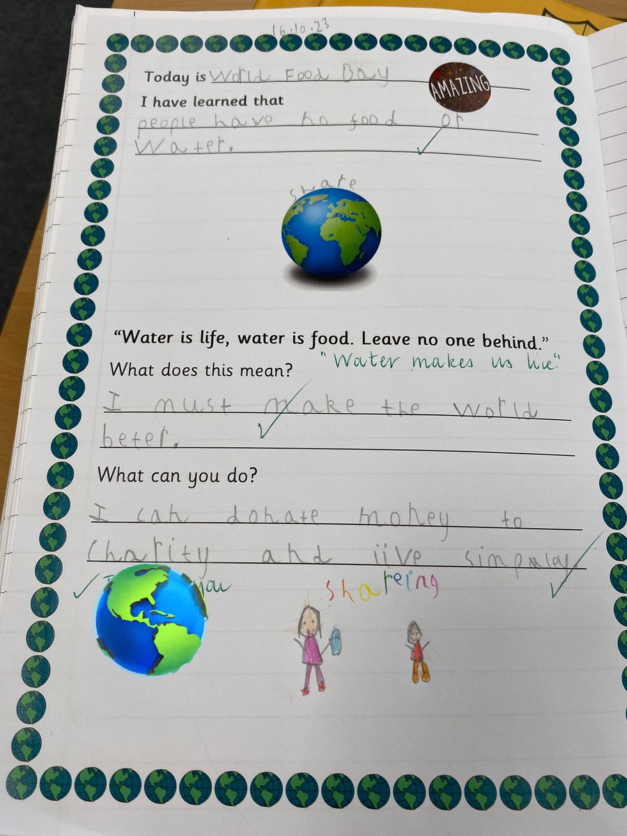 “Water is life, water is food leave no one behind.”  On #WorldFoodDay2023 we learned about the importance of water and food for everyone. We thought about our own actions and how we can  #livesimplyhfb10 with the world so no one is left behind. @CAFOD @SiobhanFarnell