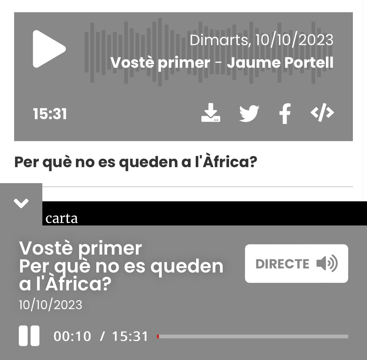 Jaume Portell a @vosteprimerac1 de RAC1 amb #perquènoesquedenalàfrica 📻🎙️ Escolteu l'entrevista a 👉🏻 rac1.cat/a-la-carta/det… @JaumePortell