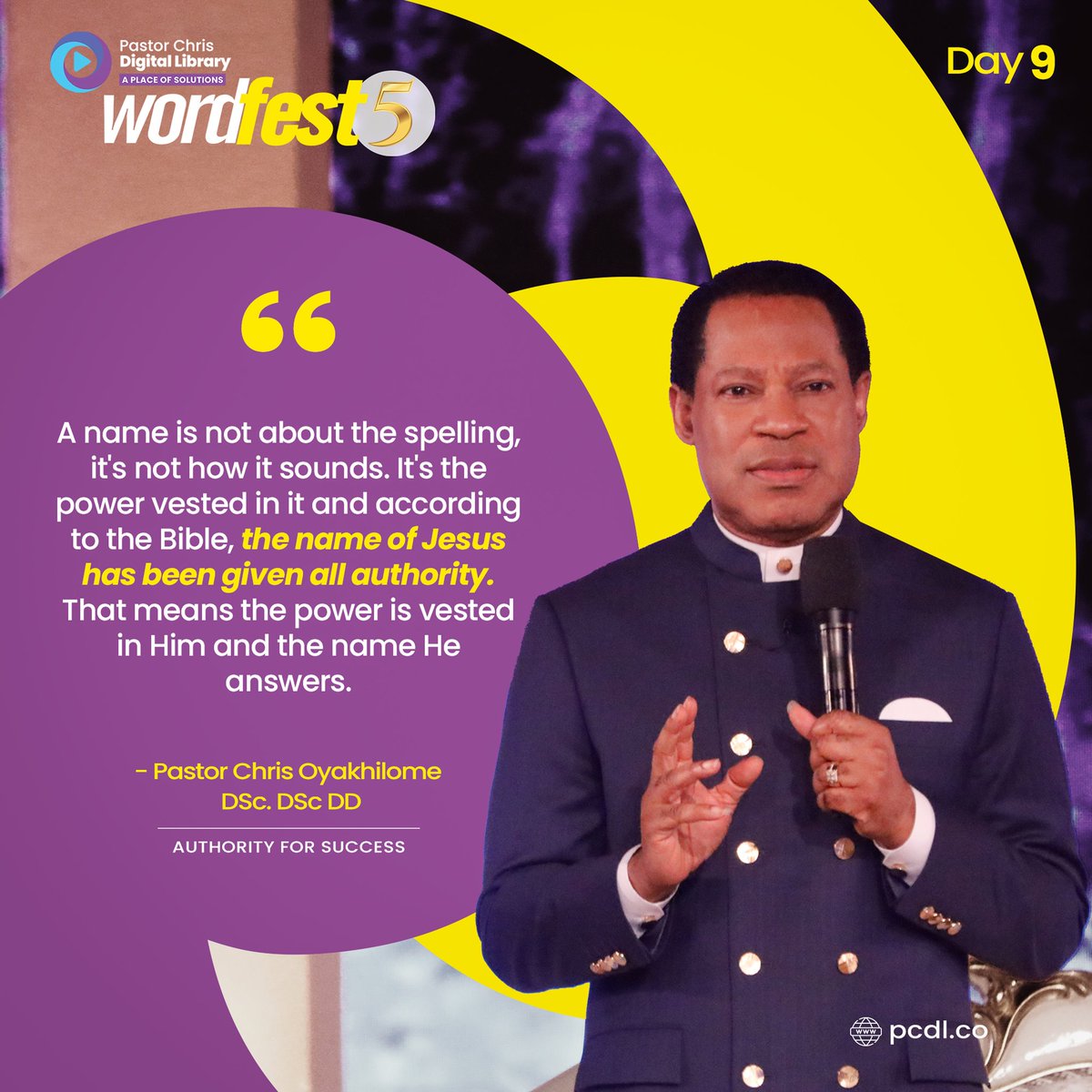 ThisIsPCDL's tweet photo. EXCERPT FROM #WordFest5, DAY 9 - "A name is not about the spelling, it's not how it sounds. It's the power vested in it" - Rev. Chris Oyakhilome DSc DSc DD.
To participate, make sure you download or update your new PCDL app ππ» https://t.co/qAT7K5duZ8
#PastorChris https://t.co/zGMVeNHq8d