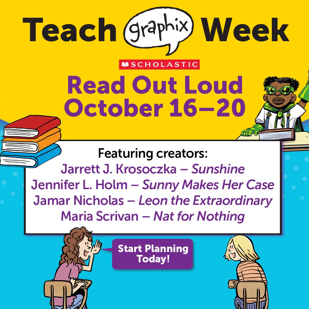 ScholasticEdu's tweet photo. ❣️ Happy #TeachGraphix Week! Celebrate with free educational resources, activities, and events from Graphix Books creators for grades 2-8: https://t.co/2w43UucsCA https://t.co/sebbfhB7Yl