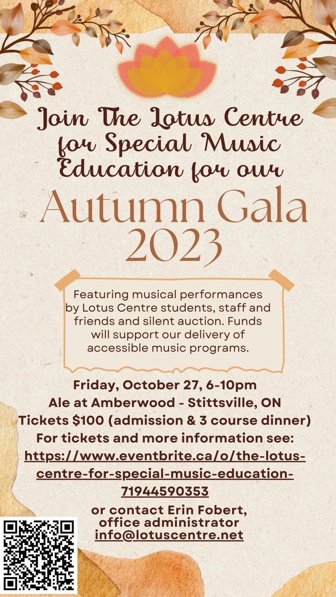 LAST DAY FOR LOTUS CENTRE GALA TICKETS!

Order your tickets by Tuesday, October 17 and join us for a fantastic night out featuring great food, music and silent auction prizes. 

Full event info and ticket purchase here! eventbrite.ca/e/autumn-gala-…