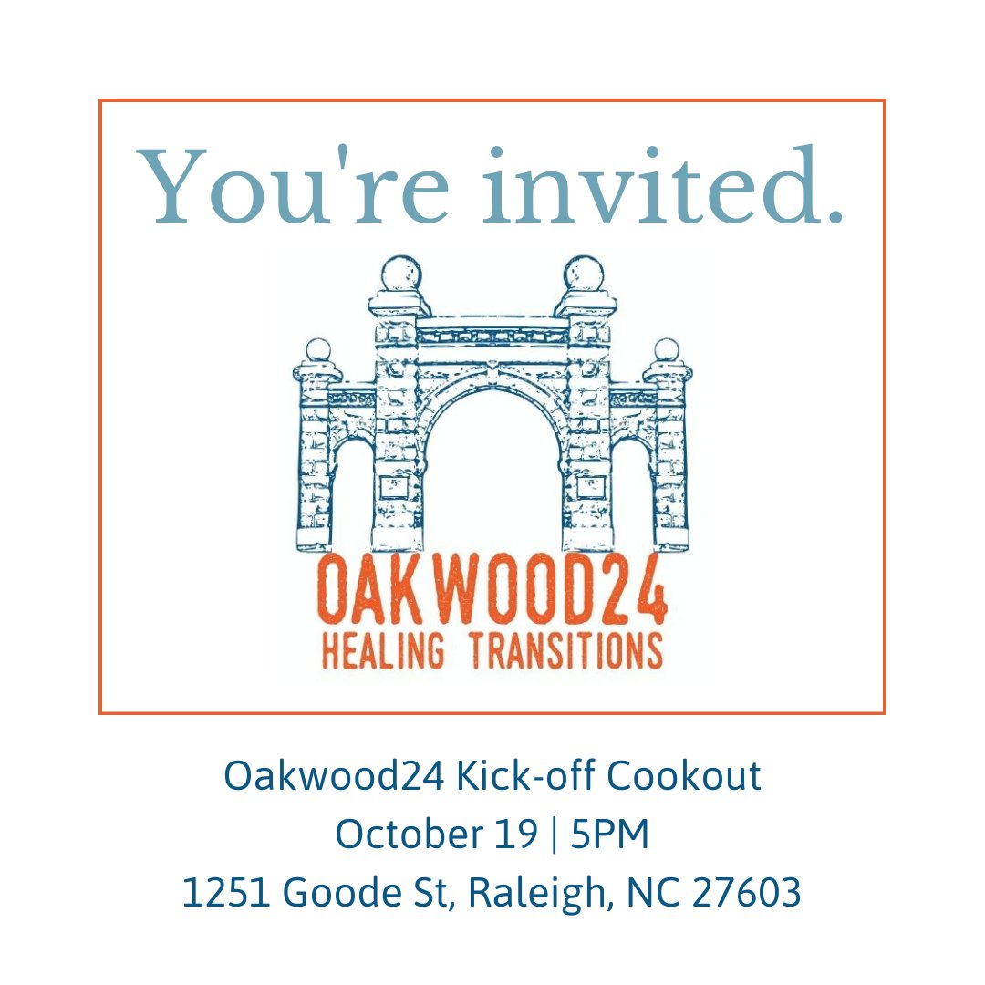 Thursday night is our Oakwood24 Kick-off Cookout, and we can't wait to celebrate the beginning of the season with you! We'll grill out, get excited, and celebrate our newest Silver Chippers. 

We'll see you on Thursday, let us know you're coming: healing-transitions.org/about/events/