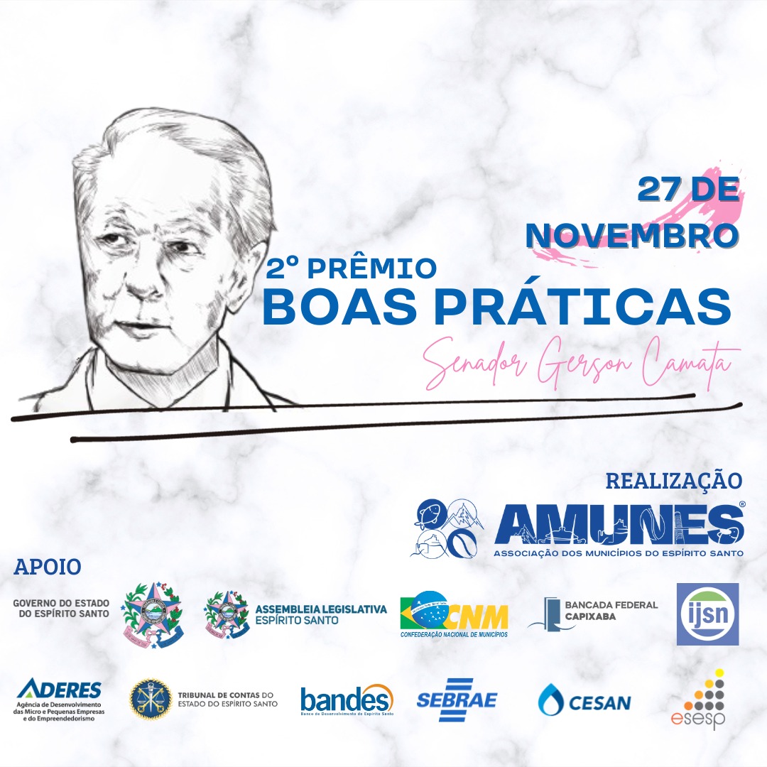 Amunes1's tweet photo. Já estão abertas as inscrições para o prêmio Boas Práticas Senador Gerson Camata, uma iniciativa da Amunes que reconhece, divulga e premia as melhores práticas desenvolvidas nos municípios! 
Mais informações: https://t.co/XZ9jA1fDTm https://t.co/TbK1295Upi