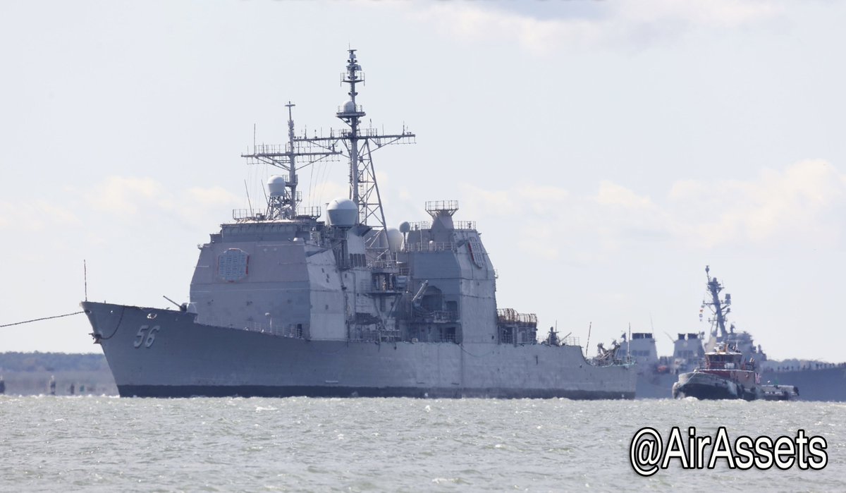 WarshipCam's tweet photo. Former USS San Jacinto (CG 56) Ticonderoga-class guided missile cruiser being towed out of Norfolk, Virginia by MV Gary Chouest en route to Philadelphia - October 16, 2023 #usssanjacinto #cg56

SRC: TW-@AirAssets https://t.co/a8MhDne2VK
