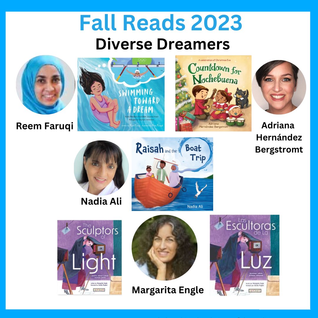 Nadia Ali (@nadiaawriter) on Twitter photo Thrilled to be part of the 2023 Fall Reads from these Diverse Dreamers.
<a href="/ReemFaruqi/">Reem Faruqi - On Mat Leave; Please Read My Books!</a> <a href="/NadiaAwriter/">Nadia Ali</a>
@fatmazehrakoprulu IG <a href="/adriprints/">Adriana Hernández Bergstrom</a>
<a href="/margaritapoet/">Margarita Engle</a> (English & Spanish)
<a href="/DiverseDreamer/">Diverse Dreamers</a> Thrilled to be part of the 2023 Fall Reads from these Diverse Dreamers.
<a href="/ReemFaruqi/">Reem Faruqi - On Mat Leave; Please Read My Books!</a> <a href="/NadiaAwriter/">Nadia Ali</a>
@fatmazehrakoprulu IG <a href="/adriprints/">Adriana Hernández Bergstrom</a>
<a href="/margaritapoet/">Margarita Engle</a> (English & Spanish)
<a href="/DiverseDreamer/">Diverse Dreamers</a>