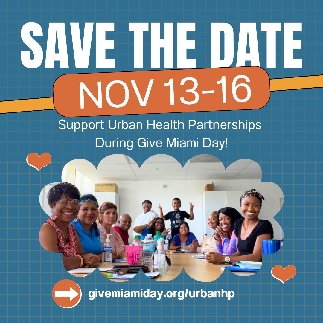 UHPartnerships's tweet photo. 📅 Save the date for Give Miami Day! 🤝

Join us on Nov 13-16 to support UHP' Community Liaison Framework. Help us bridge gaps, empower communities, and create lasting change. Learn how you can support here: https://t.co/3JiIdZpMIM

#GiveMiamiDay #CommunityEmpowerment 🌟 https://t.co/Cb4dFMq43t