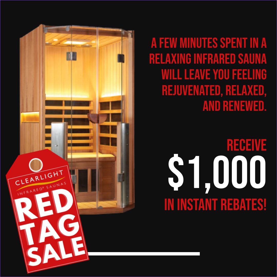 Don't miss out on our amazing Red Tag Sale! Take advantage of amazing $1,000 savings on all sauna models! Take advantage of this exceptional opportunity to incorporate a sauna into your home!

bit.ly/43hipMm