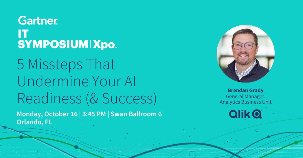 ❗#GartnerSYM IT Xpo attendees ❗ Ready to learn the 5️⃣ missteps that could prevent your #AI success from Qlik’s Brendan Grady? Head over to Swan Ballroom 6 at 3:45 PM to secure your spot, more details here: gtnr.it/3ZRUKSI