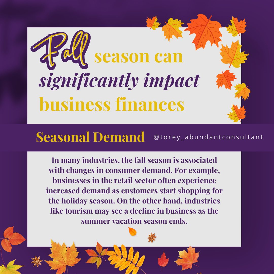 AbundantConsult's tweet image. 🛍️🍂 Fall into profits! For retail businesses, autumn means a surge in demand as shoppers gear up for the holidays. But it's not one-size-fits-all—tourism may see a dip. How does the fall season impact your business? Let's discuss! #FallBusiness #ProfitSeason
