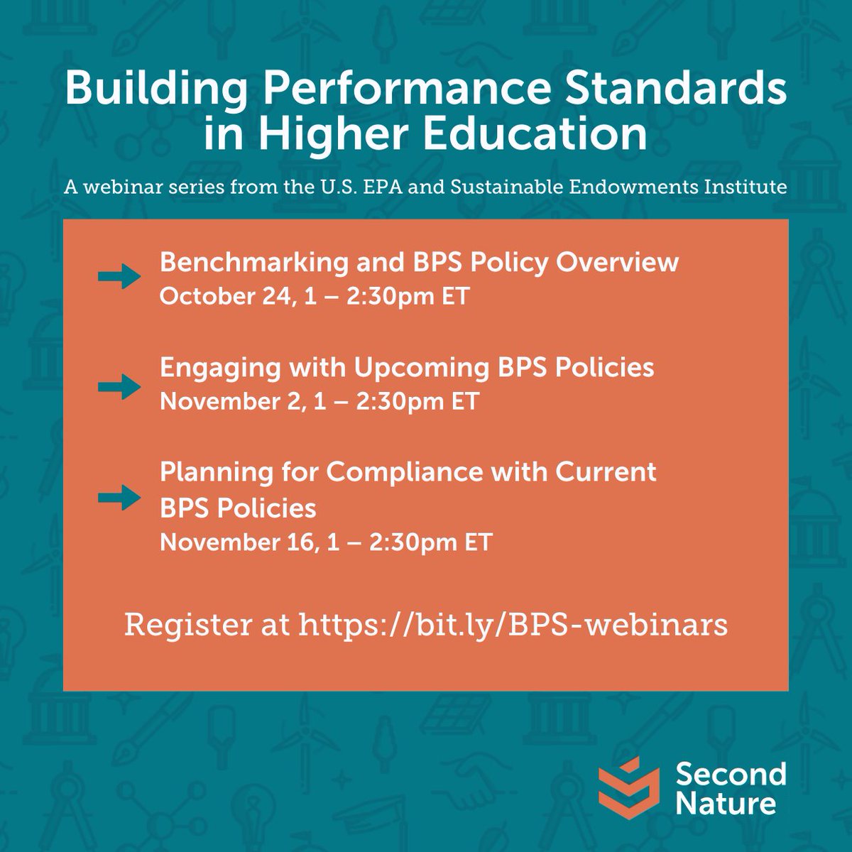Is your campus prepared to meet energy efficiency Building Performance Standards (BPS)? A webinar series from <a href="/EPA/">U.S. EPA</a> &amp; <a href="/goGRITS/">SEI & GRITS</a> to help #highereducation institutions plan for compliance kicks off October 24 at 1 pm ET. Learn more &amp; register here: bit.ly/BPS-webinars