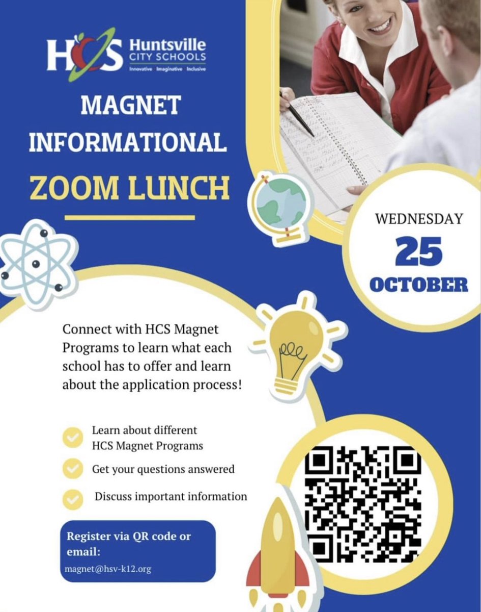 Join in this informational meeting to learn about our magnet programs! <a href="/HSVk12/">Huntsville City Schools</a> <a href="/asflmagnet/">ASFL Magnet Middle</a> <a href="/ASFLptsa/">ASFL PTA</a>