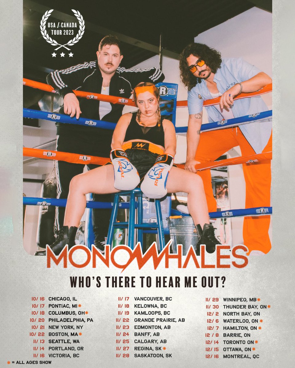 AMERICA 🇺🇸 WE ARE HERE + BEYOND STOKED TO KICKOFF OUR TOUR WITH U 🦅 come one come all - it all starts tonight in CHICAGO @beatkitchenbar TONIGHT: Chicago, IL TOMORROW: Pontiac, MI WEDNESDAY: Columbus, OH 🎫: monowhales.com/tour 📸: Nate Wilcox
