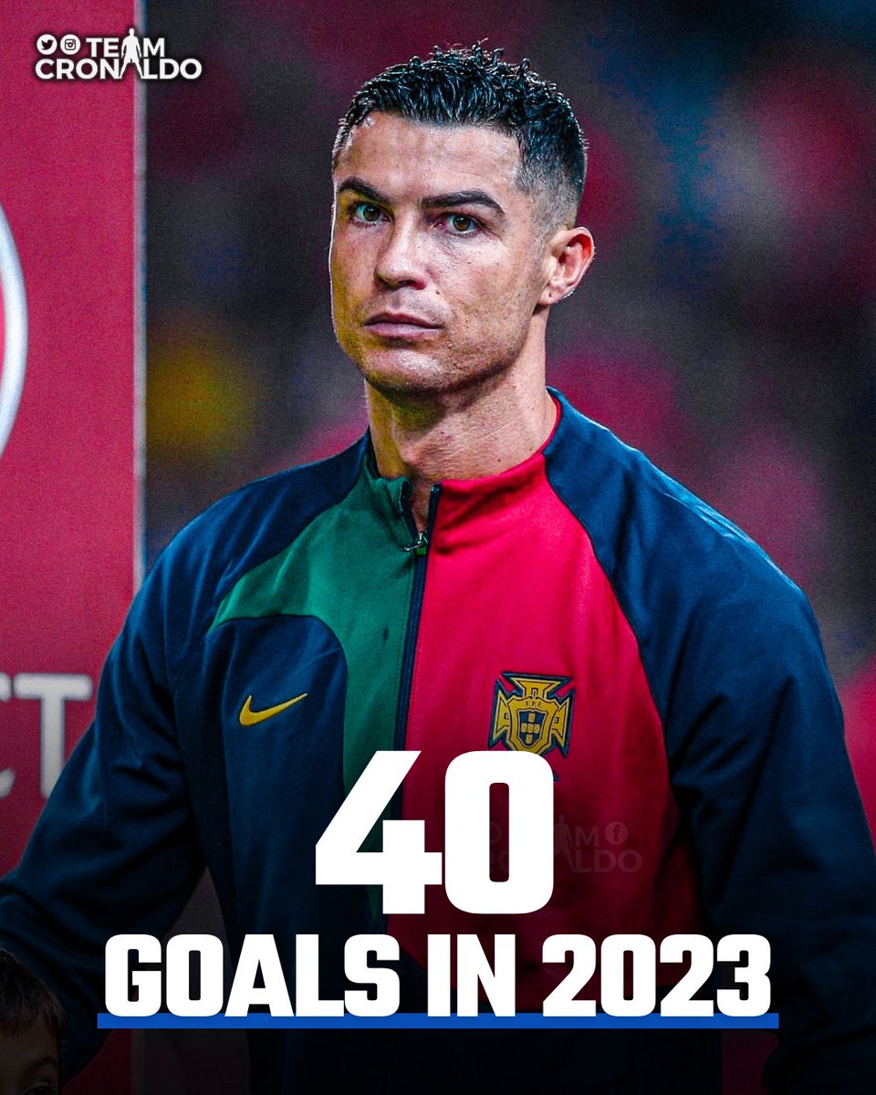 Cristiano Ronaldo has now registered 40+ goals in 12 different calendar years. 🤯🔥

2023: 40 goals
2021: 47 goals 
2020: 44 goals 
2018: 49 goals 
2017: 53 goals 
2016: 55 goals 
2015: 57 goals
2014: 61 goals 
2013: 69 goals 
2012: 63 goals 
2011: 60 goals 
2010: 48 goals

38