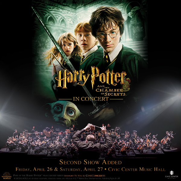 💫 SECOND SHOW ADDED! 💫 See HARRY POTTER AND THE CHAMBER OF SECRETS with a live orchestra! Coming to the Civic Center next April 26-27. Tickets are available now! 🎟️ bit.ly/46vn4wN