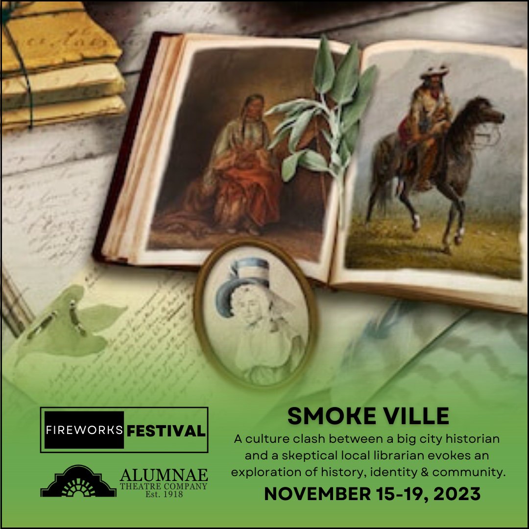 alumnaetheatre's tweet photo. 🔥Introducing the #FireWorks2023 Productions! 
*Smoke Ville* (Nov. 15-19) at Alumnae's Studio Theatre.
Written by Genevieve Adam. Directed by Darcy Gerhart.
🎟️Tickets only $15 at https://t.co/CgiwTfKMT9 https://t.co/ryl4Wj6Lp9
