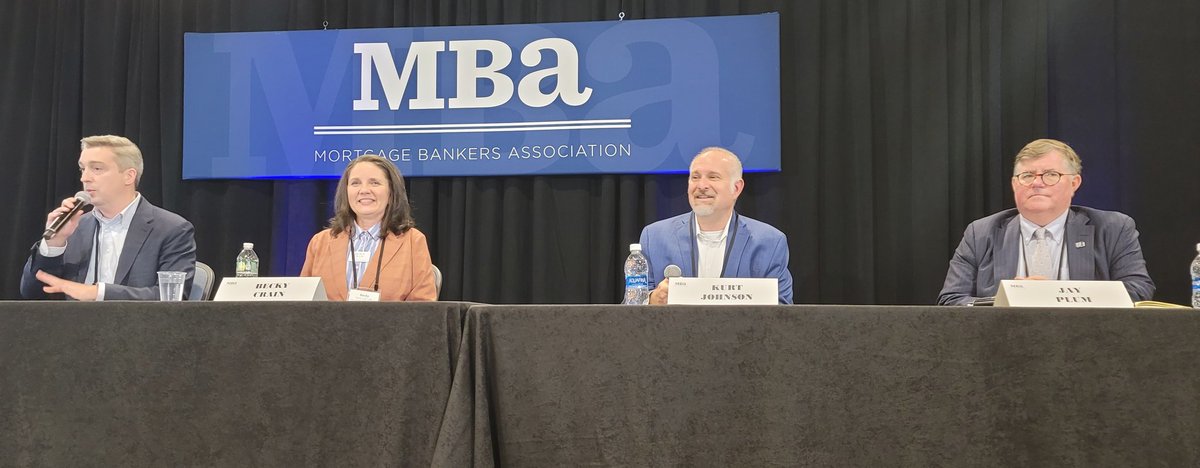 DoddFrankUpdate's tweet image. Discussing the market impacts of the proposed Basel III capital rules on the lending ecosystem are John Toohig with @RJWholeLoans, Becky Crain with Regions Mortgage, Kurt Johnson with @MrCooper and Jay Plum with @FifthThird. #MBAAnnual23