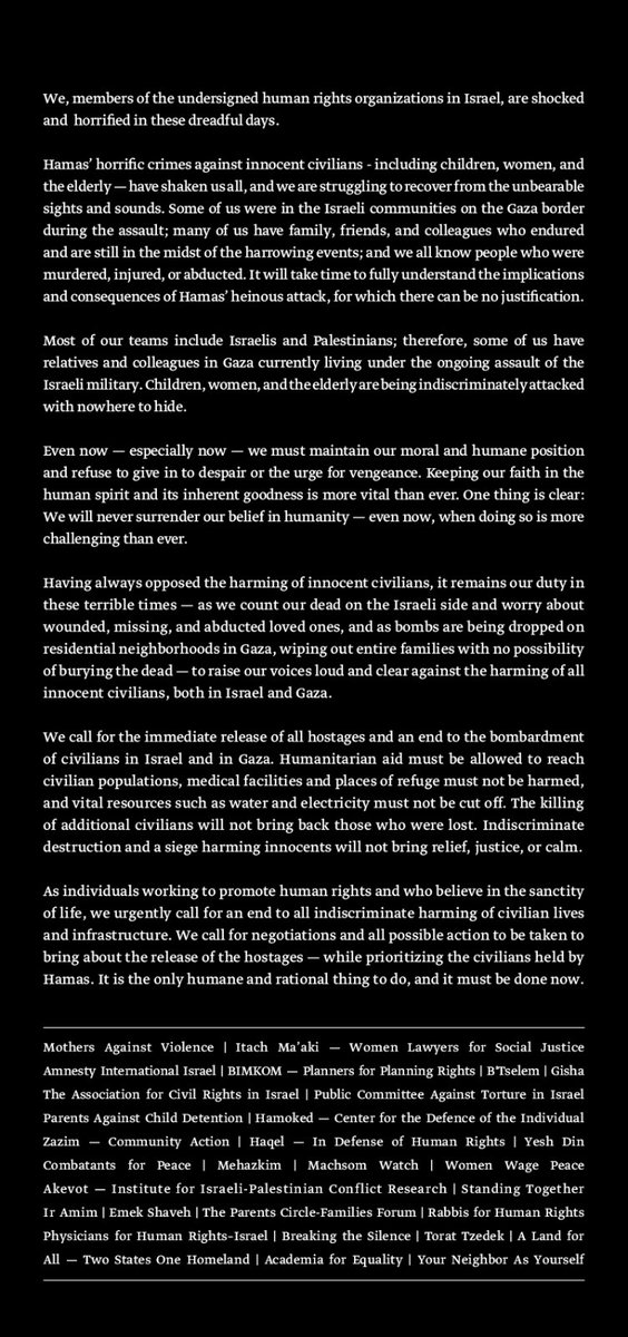 Combatants for Peace joined 30 organizations to raise our voice loud and clear against the harming of all innocent civilians, both in Israel and in Gaza.