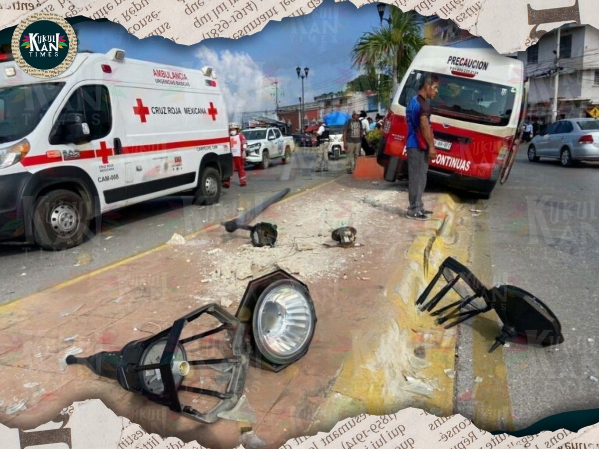 KukulkanTimes's tweet photo. Un chofer de una combi de la ruta “Lerma” sufrió un golpe de calor y se desmayó mientras circulaba a exceso de velocidad en las inmediaciones del mercado principal. Seis personas resultaron lesionadas. Paramédicos de la Cruz Roja atendieron a los heridos, 

#Combi #Accidente https://t.co/nskyMycOKy