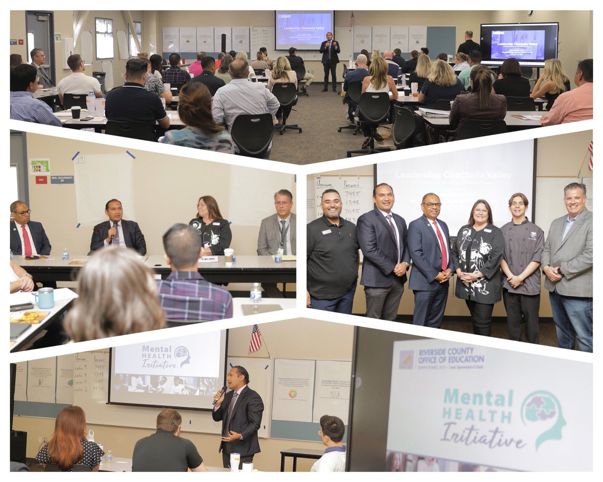 RivCoSchoolSupt's tweet photo. Friday I joined @PSUSD @CVUnified &amp; @DesertSandsUSD superintendents on Leadership Coachella Valley education panel. Opportunity to share initiatives, including #Literacyby5thRivCo alongside @RCOE Literacy Outreach Dir @desertwebber. Enjoyed lunch by @ranchomiragehs CAFÉ students. https://t.co/GcZU1ZG9WL