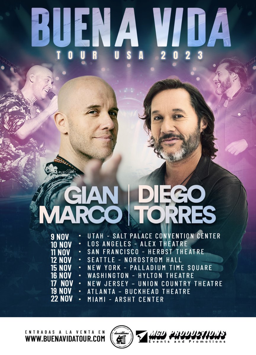 Nos vamos de gira con @gianmarcomusica y @diegotorres por los Estados Unidos! #BuenaVidaTour. Mas información aqui: us19.campaign-archive.com/?e=__test_emai…