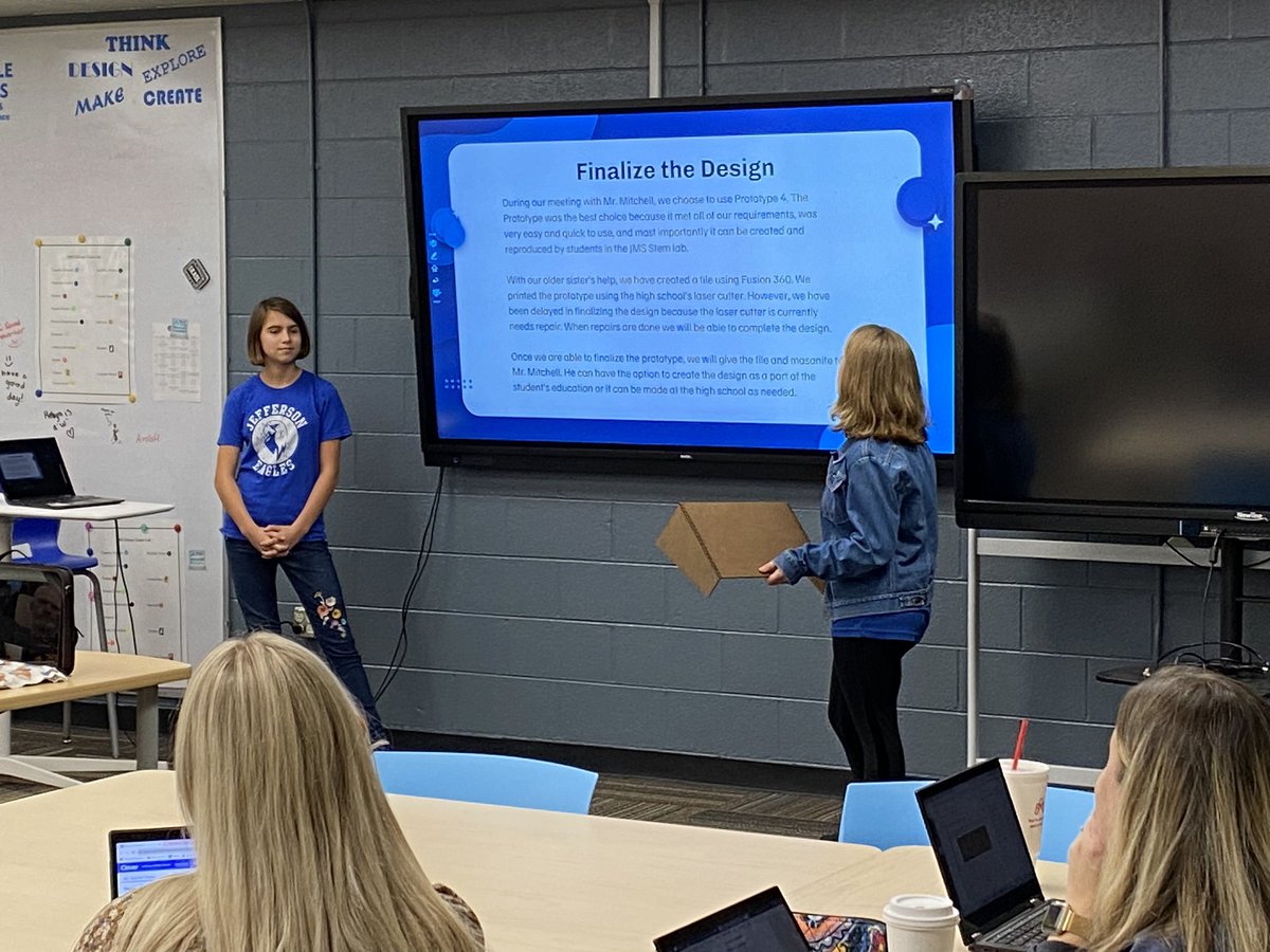 Fantastic presentation from JMS 6th graders Ava and Skyla problem solving real world solutions to a keyboarding class issue. Great work and great ideas!