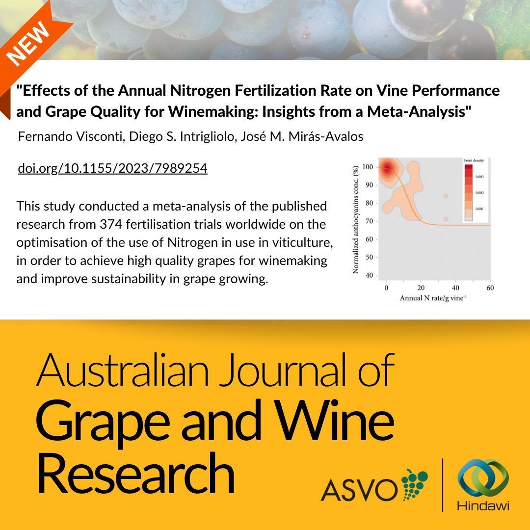 ASVOtweet's tweet photo. Growers fertilising with nitrogen will be keen to look at this. This study conducted a meta-analysis of the published research from fertilisation trials worldwide on the optimisation of the use of Nitrogen in use in viticulture: https://t.co/dSjSnjerSZ https://t.co/YhcBEbunh1