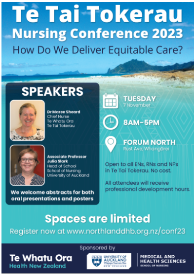 Want to attend the Te Tai Tokerau nursing conference  2023 on November 7, 2023 focusing on equity in the beautiful north of Aotearoa New Zealand, info on the poster.  #Nocost #talkequity <a href="/FMHS_UoA/">Faculty of Medical and Health Sciences UoA</a>  <a href="/TeWhatuOra/">Health New Zealand | Te Whatu Ora</a> <a href="/NZNOAotearoa/">New Zealand Nurses Organisation</a>