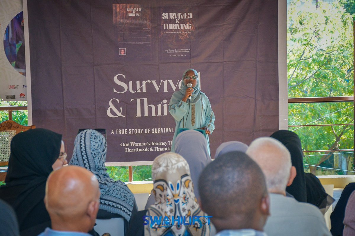 swahilipothub's tweet photo. Honoring an incredible journey! 
Today, we had the privilege of hosting Author Madiha Tubman for the Mombasa launch of her book, "Survived and Thriving." This intimate gathering at Mekatilili wa Menza Foyer was filled with inspiration. Emceed by our own Balqees Yasin, it featured a soulful performance by Deeja and N. Joshua from Pumzi. Not to forget the exciting raffle where four lucky guests won copies of this remarkable book! 

This launch was a heartfelt homage to Madiha's paternal heritage. We're grateful she chose our Hub as the setting for this special event. Join us in exploring the resilience of this amazing woman by grabbing a copy of her book.  #SurvivedAndThriving #BookLaunch #InspiringJourney