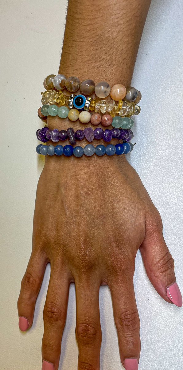 Mine personally favorites bracelet’s to wear
🩷
Elastic bracelet 

#bracelets #handmadebeadbracelet
#bluebeads #jewelrybykvdesign
#evileyebracelet #crystalbracelets
#armcandy #braceletstyle #braceletstacks