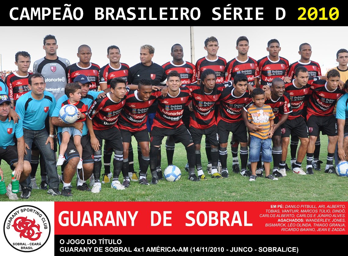 O Guarany de Sobral foi campeão da Série D em 2010 mas atualmente a realidade é bem difícil.

Em julho de 2023 o clube suspendeu as atividades por falta de recursos financeiros.

Triste a realidade do Cacique do Vale, não é?