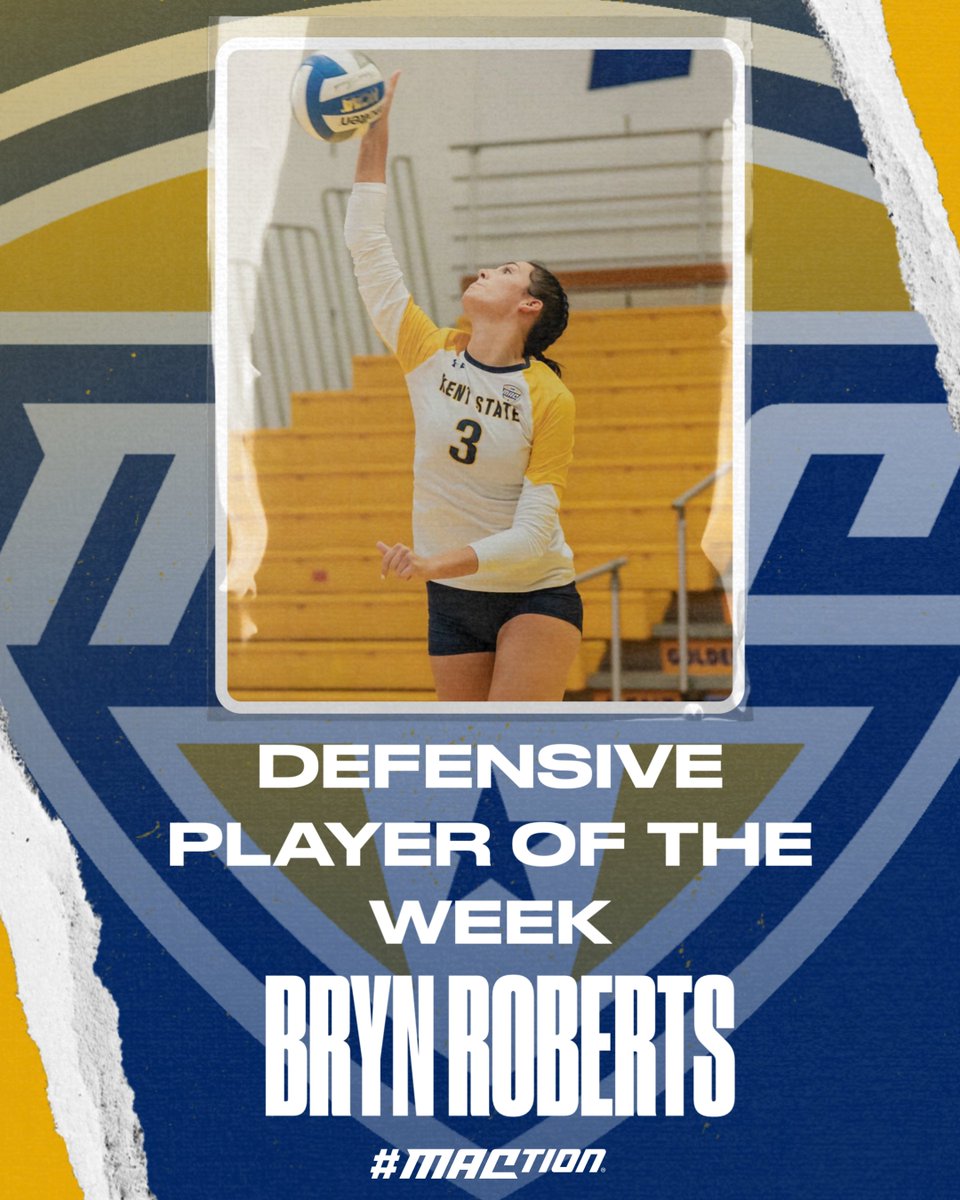 MACSports's tweet photo. Roberts averaged 5.29 digs per set to lead a Kent State defense that held opponents to a .184 hitting percentage. Roberts tallied her 1,000th career dig during a 3-0 victory on Friday. She then had 26 digs, the most in a four-setter during MAC play, on Saturday. Roberts was perfect in 28 service reception opportunities

@KentStVball | #MACtion
