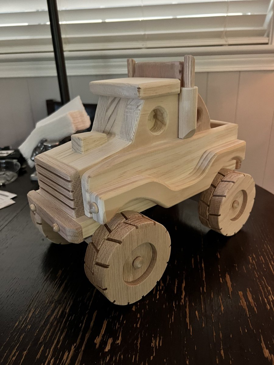 ashleycaryn's tweet photo. @AskTSA if it fits, it sits in a carryon? Wooden toy monster truck for a cool 2 year old. https://t.co/HAu2iQhVOI