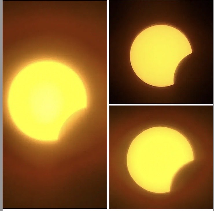 Beautiful images of the partial eclipse taken by Mrs. Diamant’s son Sam! He took it through his welder visor!! ⁦<a href="/BridgeSchoolMA/">Bridge School</a>⁩