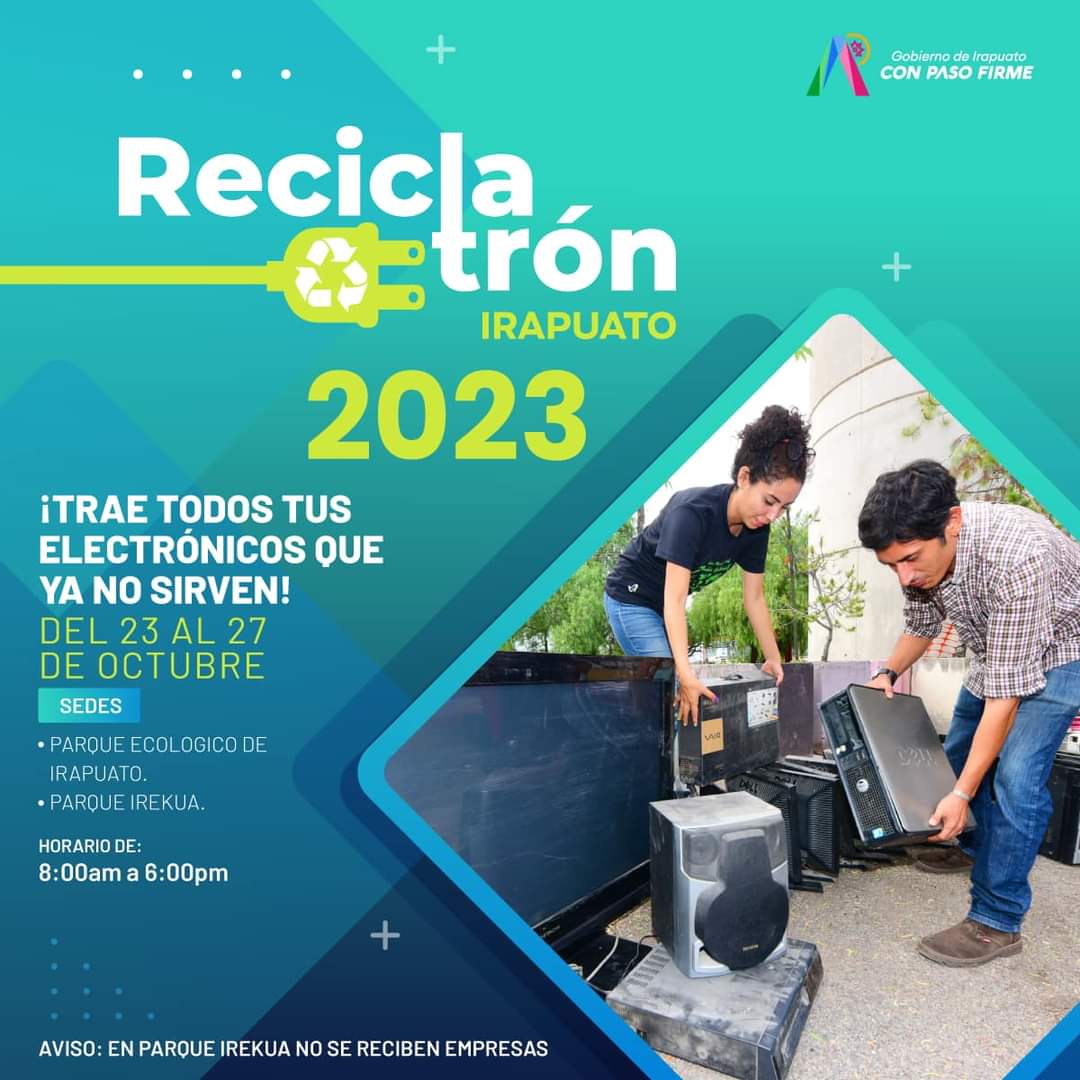 Seremos sede del 3er Reciclatrón, trae todos los electrodomésticos que ya no uses del 23 al 27 de Octubre 📺📹📻 🕜 De 8:00 a.m a 6:00 p.m #ConPasoFirme